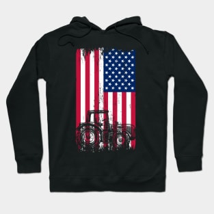 American Flag Tractor design I Patriotic USA Farmer Hoodie